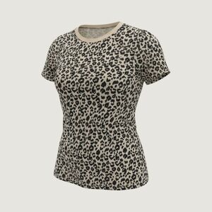 B Short Sleeve Tee M Tan Leopard Print Trendy Streetwear Capsule Wardrobe ule